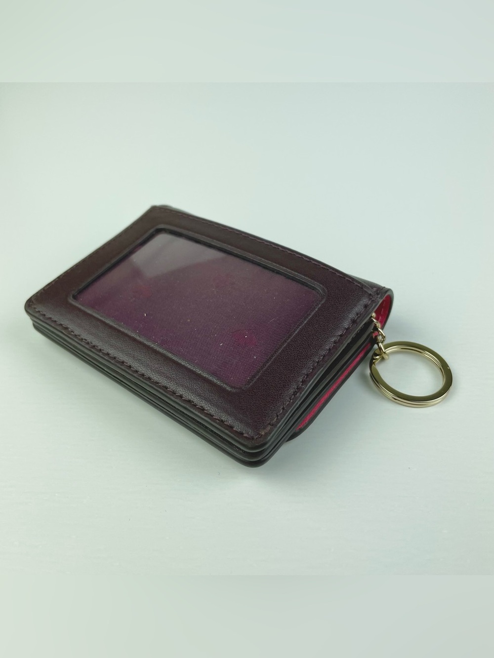 kate spade New York Plum Gemma Scalloped Card Mini Wallet w/ Key Ring ID Window - Picture 2 of 15
